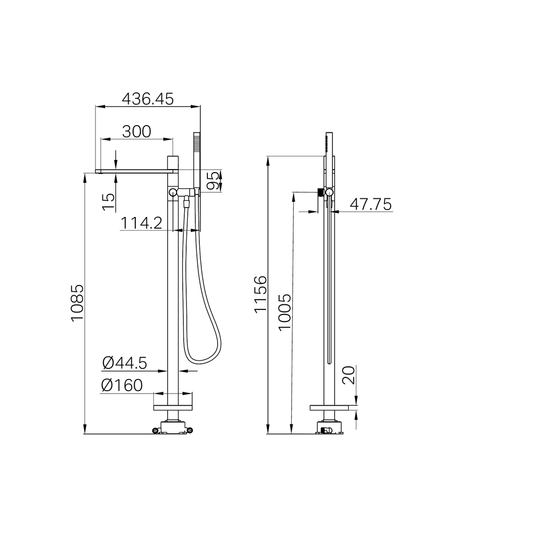 Nero Pure Ss316L Progressive Freestanding Bath Mixer & Outdoor Shower Hose - Brushed Gold
