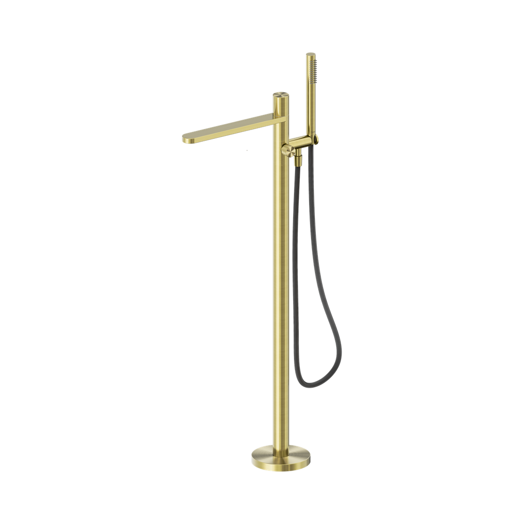 Nero Pure Ss316L Progressive Freestanding Bath Mixer & Outdoor Shower Hose - Brushed Gold