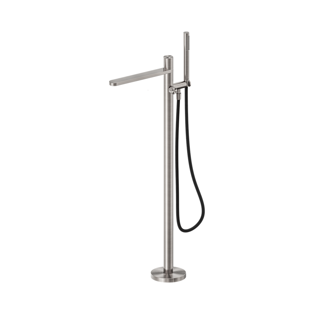 Nero Pure Ss316L Progressive Freestanding Bath Mixer & Outdoor Shower Hose - Brushed Nickel