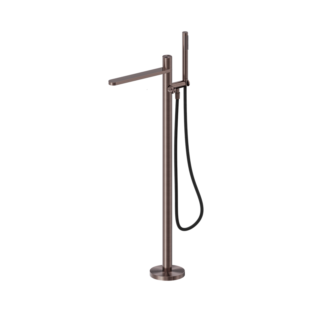 Nero Pure Ss316L Progressive Freestanding Bath Mixer & Outdoor Shower Hose - Brushed Bronze