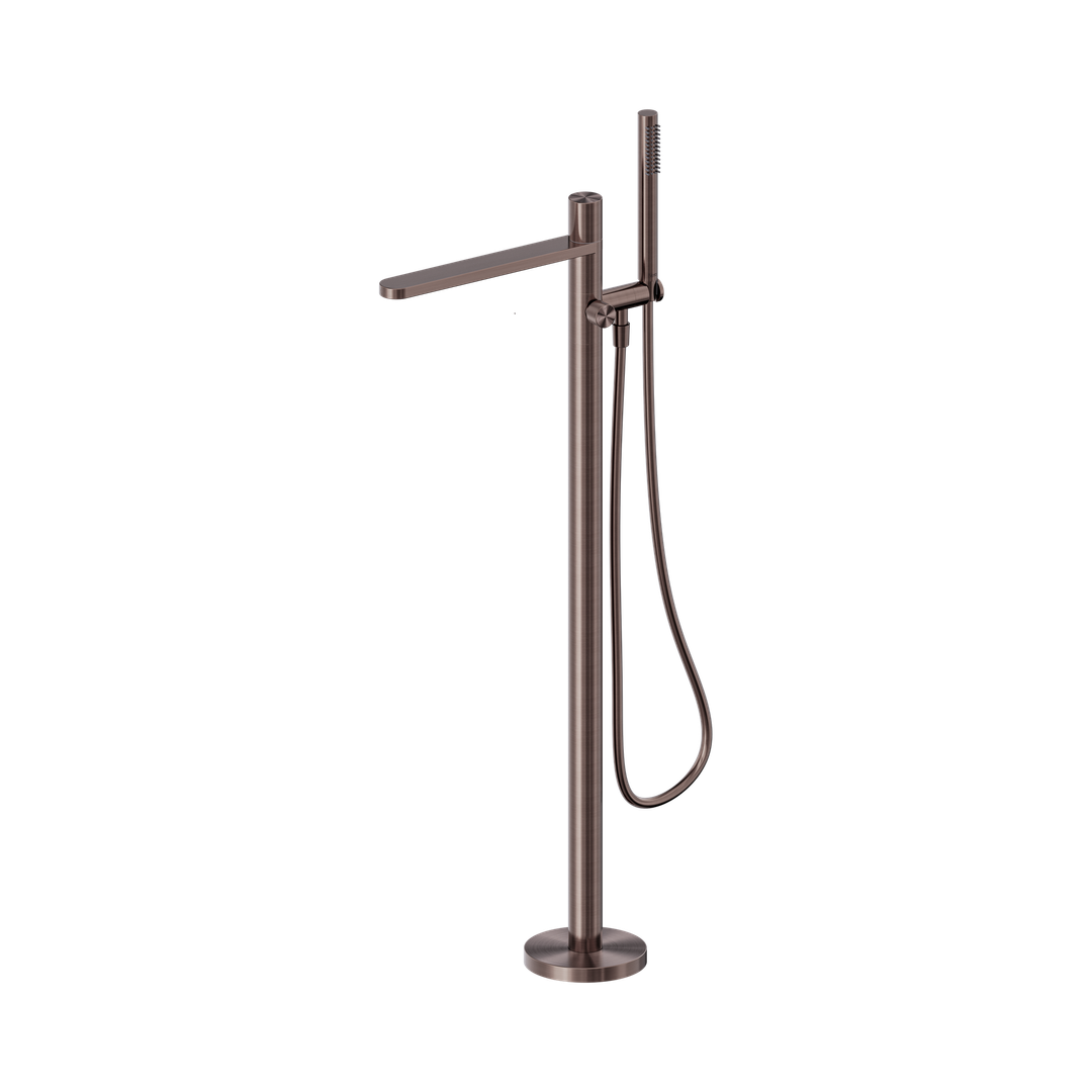 Nero Pure Ss316L Progressive Freestanding Bath Mixer - Brushed Bronze