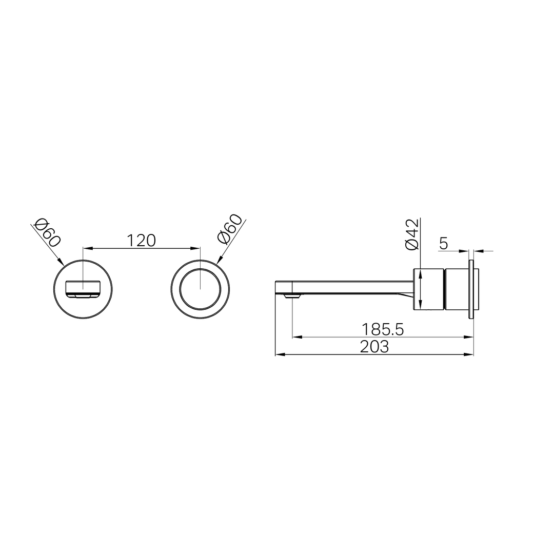 Nero Pure Ss316L Progressive Wall Basin/Bath Mixer Back Plate Trim Kits Only - Graphite