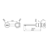 Nero Pure Ss316L Progressive Wall Basin/Bath Mixer Separate Back Plate - Graphite