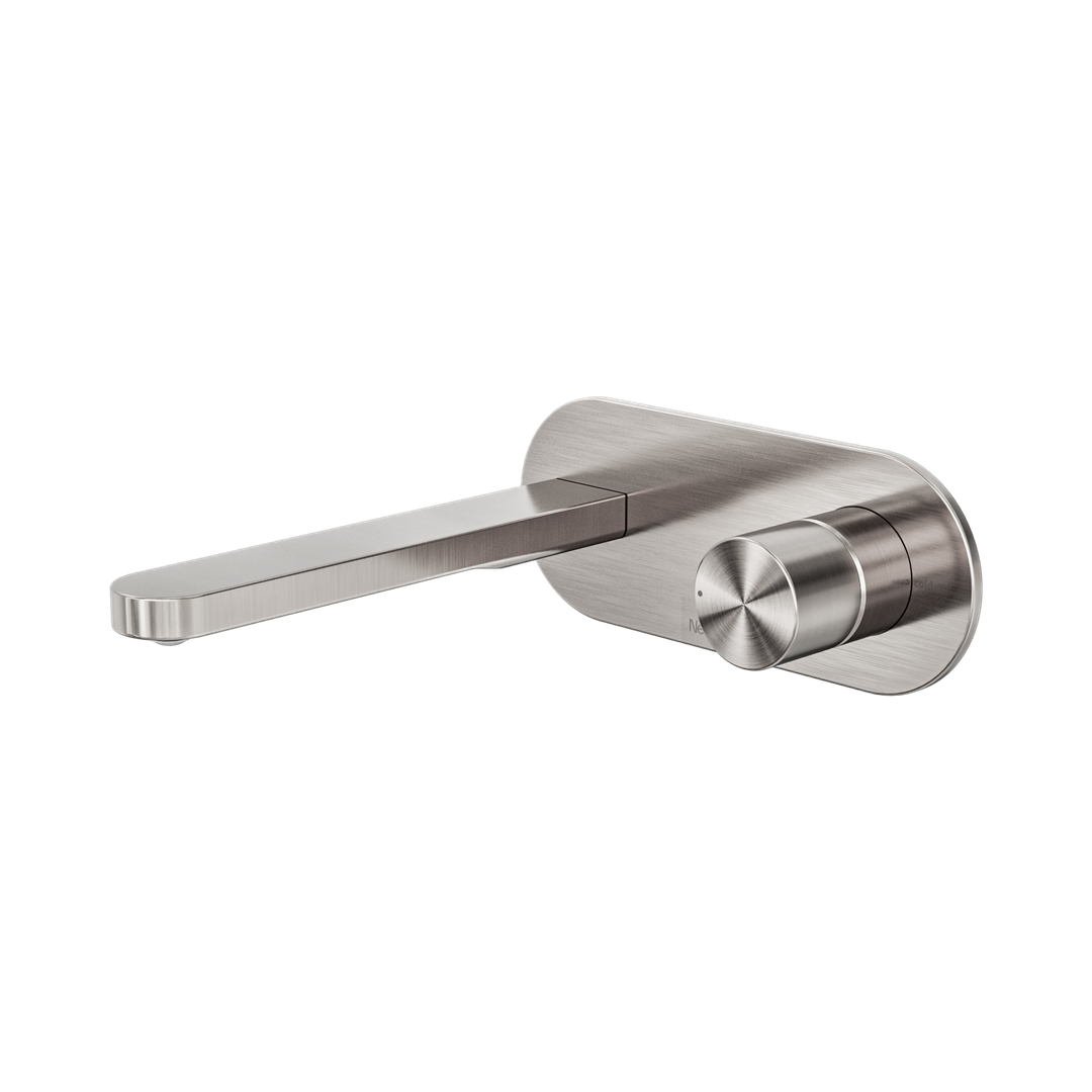Nero Pure Ss316L Progressive Wall Basin/Bath Mixer - Brushed Nickel