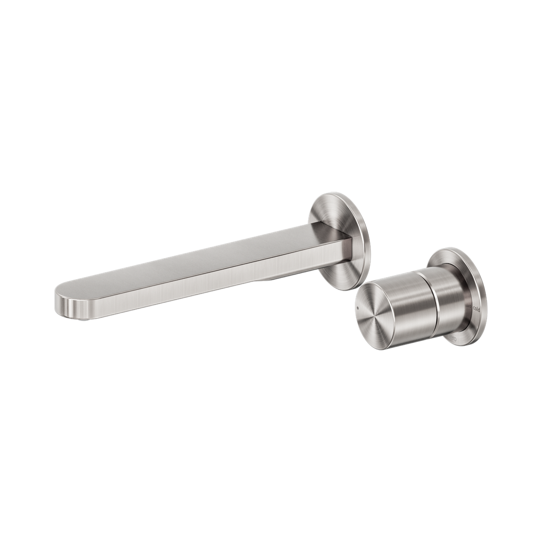 Nero Pure Ss316L Progressive Wall Basin/Bath Mixer Separate Back Plate - Brushed Nickel