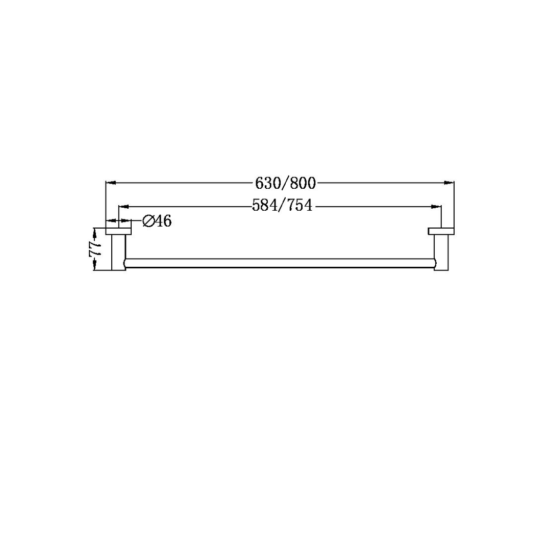 Nero Mecca Single Towel Rail 600Mm Matt White