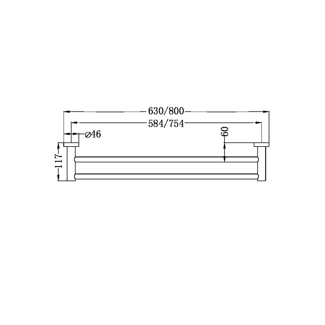 Nero Mecca Double Towel Rail 600Mm - Brushed Bronze