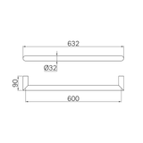 Mecca 240V Single Heated Nero Towel Rail - Brushed Nickel