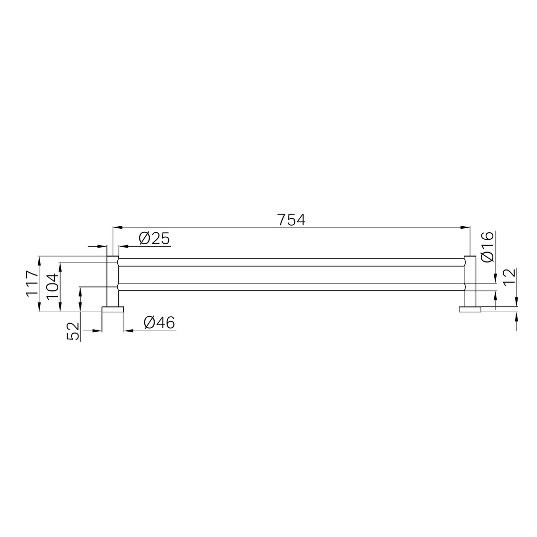 Nero Mecca Double Towel Rail 800Mm - Matte White
