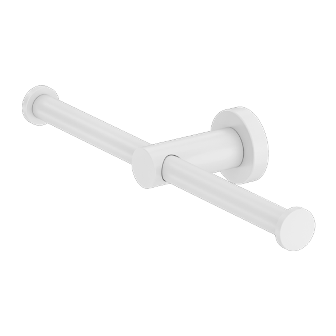 Nero Mecca Double Toilet Roll Holder - Matt White