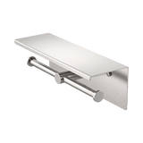 Nero Mecca Double Toilet Roll Holder With Shelf - Brushed Nickel
