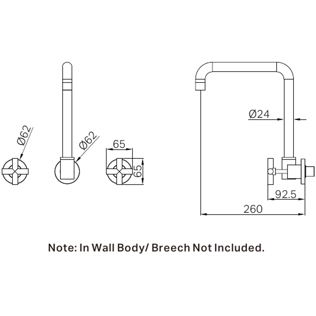 Nero X Plus Wall Kitchen Set Swivel Spout - Brushed Nickel