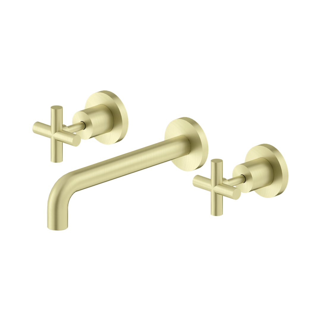 Nero X Plus Wall Basin Set 215Mm - Brushed Gold