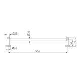 Nero Dolce II Single Towel Rail 600Mm - Matte Black
