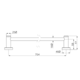 Nero Dolce II Single Towel Rail 800Mm - Matte Black