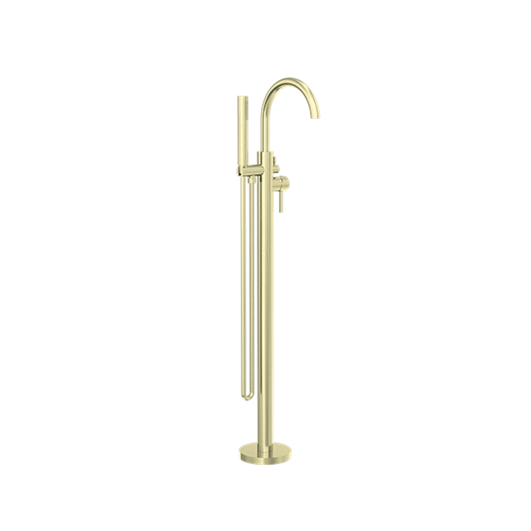 Nero Nova Round Floormount Mixer With Handshower - Brushed Gold