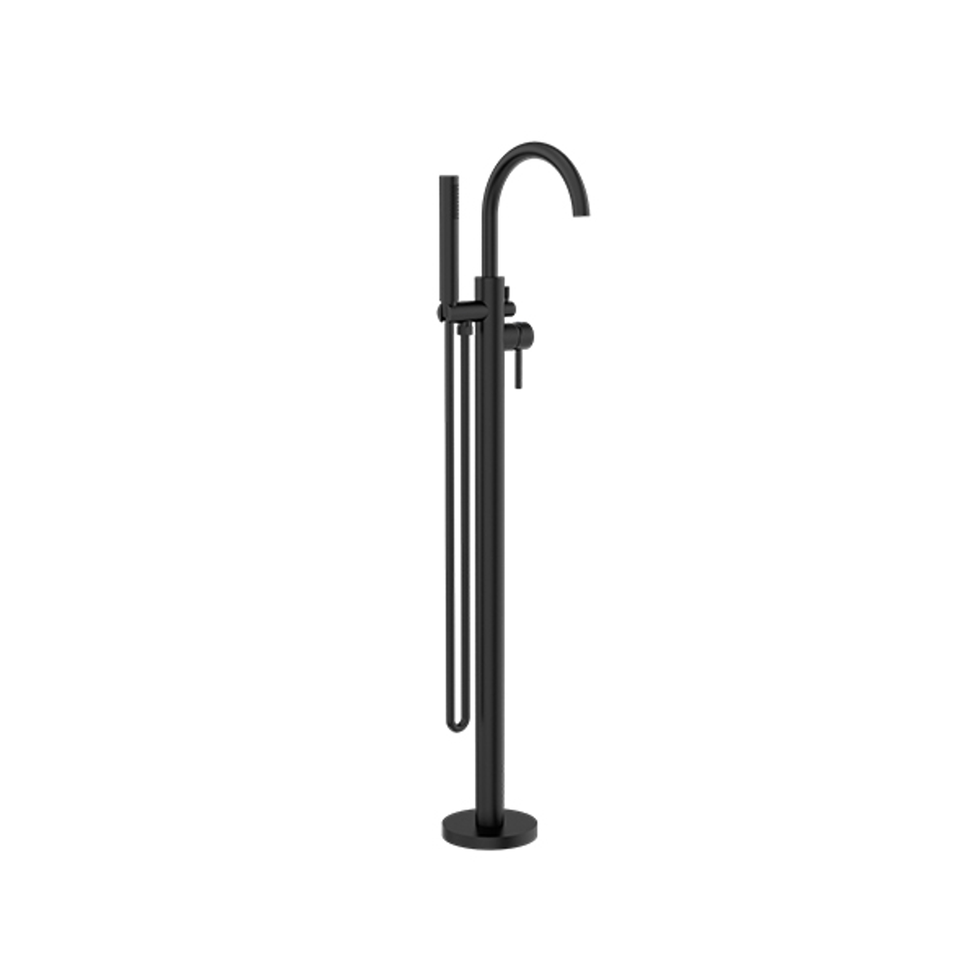 Nero Nova Round Floormount Mixer With Handshower - Matte Black