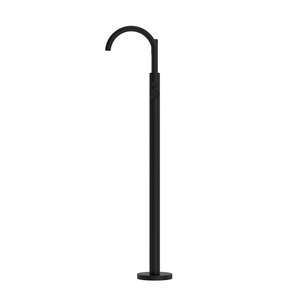 Nero Nova Round Floormount Mixer With Handshower - Matte Black