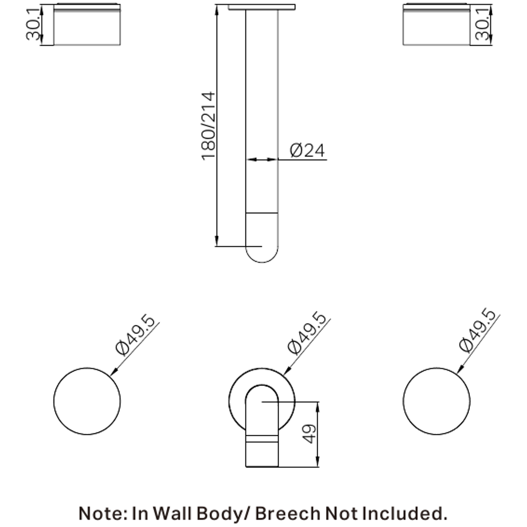 Nero Kara 3 Piece Wall Basin Set 217Mm - Matte Black