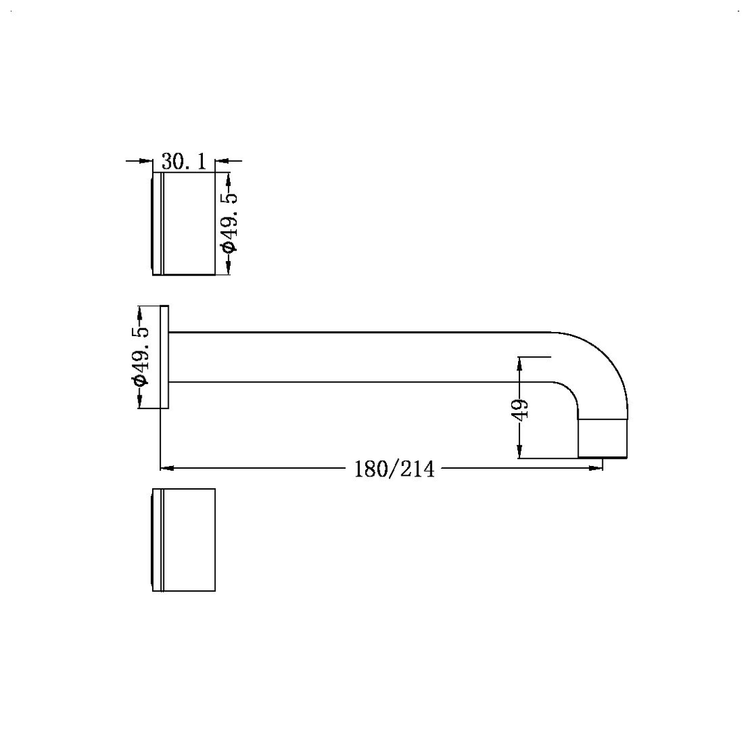 Nero Kara 3 Piece Wall Basin Set 217Mm - Matte Black