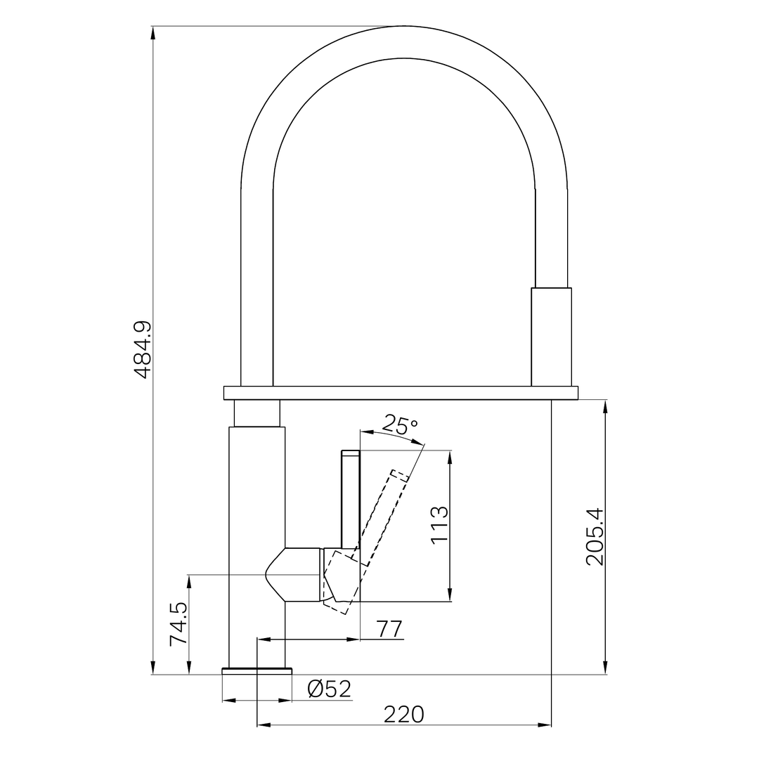 Rita Pull Out Sink Nero Mixer Shower - Chrome/Black Hose