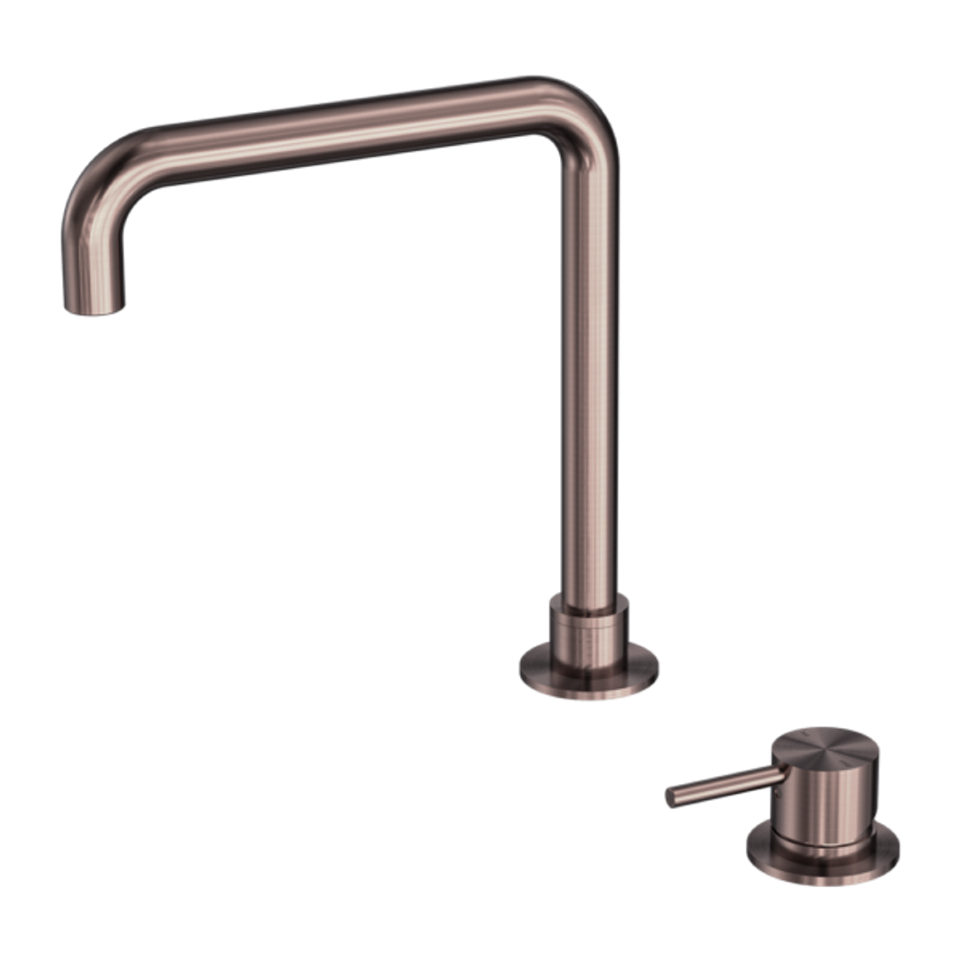 Nero Mecca Hob Basin Mixer Square Swivel Spout - Brushed Bronze