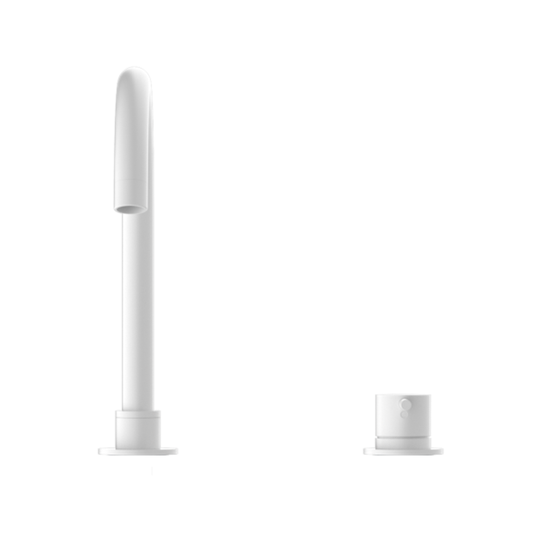 Mecca Hob Basin Nero Mixer Round Swivel Spout - Matt White