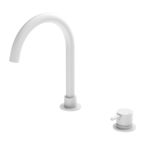 Nero Mecca Hob Basin Mixer Round Swivel Spout - Matt White