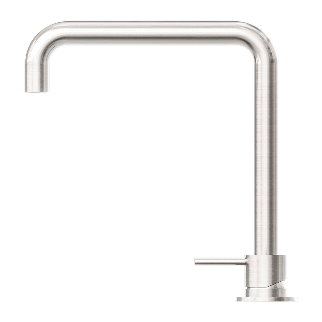 Nero Mecca Hob Basin Mixer Square Spout - Brushed Nickel