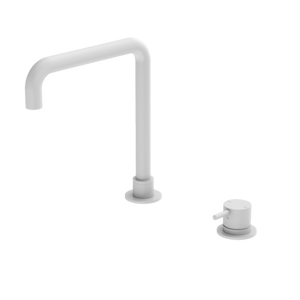 Nero Mecca Hob Basin Mixer Square Swivel Spout - Matt White