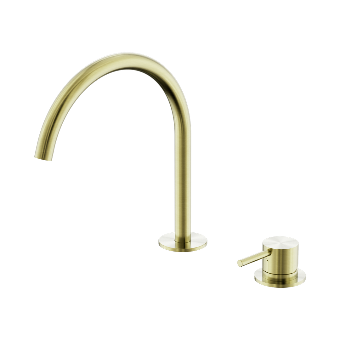 Nero Mecca Hob Bath/Kitchen Mixer Set Arc Spout - Brushed Gold