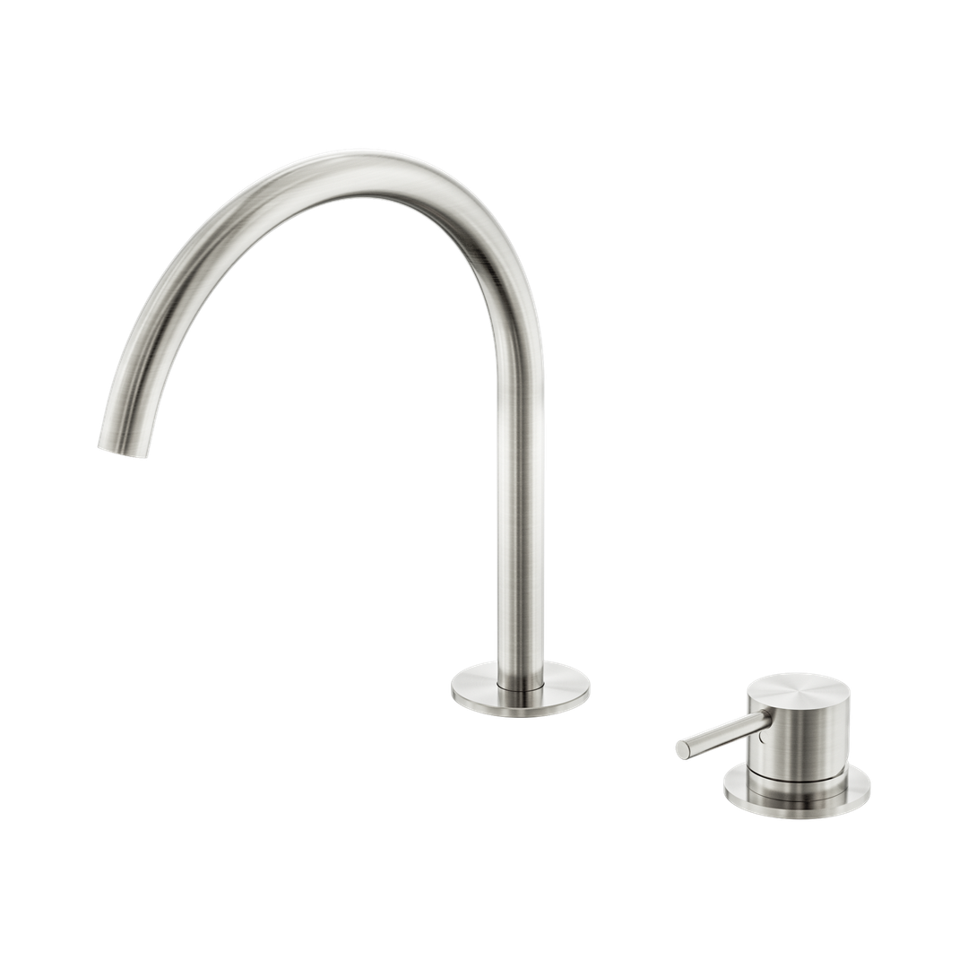 Nero Mecca Hob Bath/Kitchen Mixer Set Arc Spout - Brushed Nickel