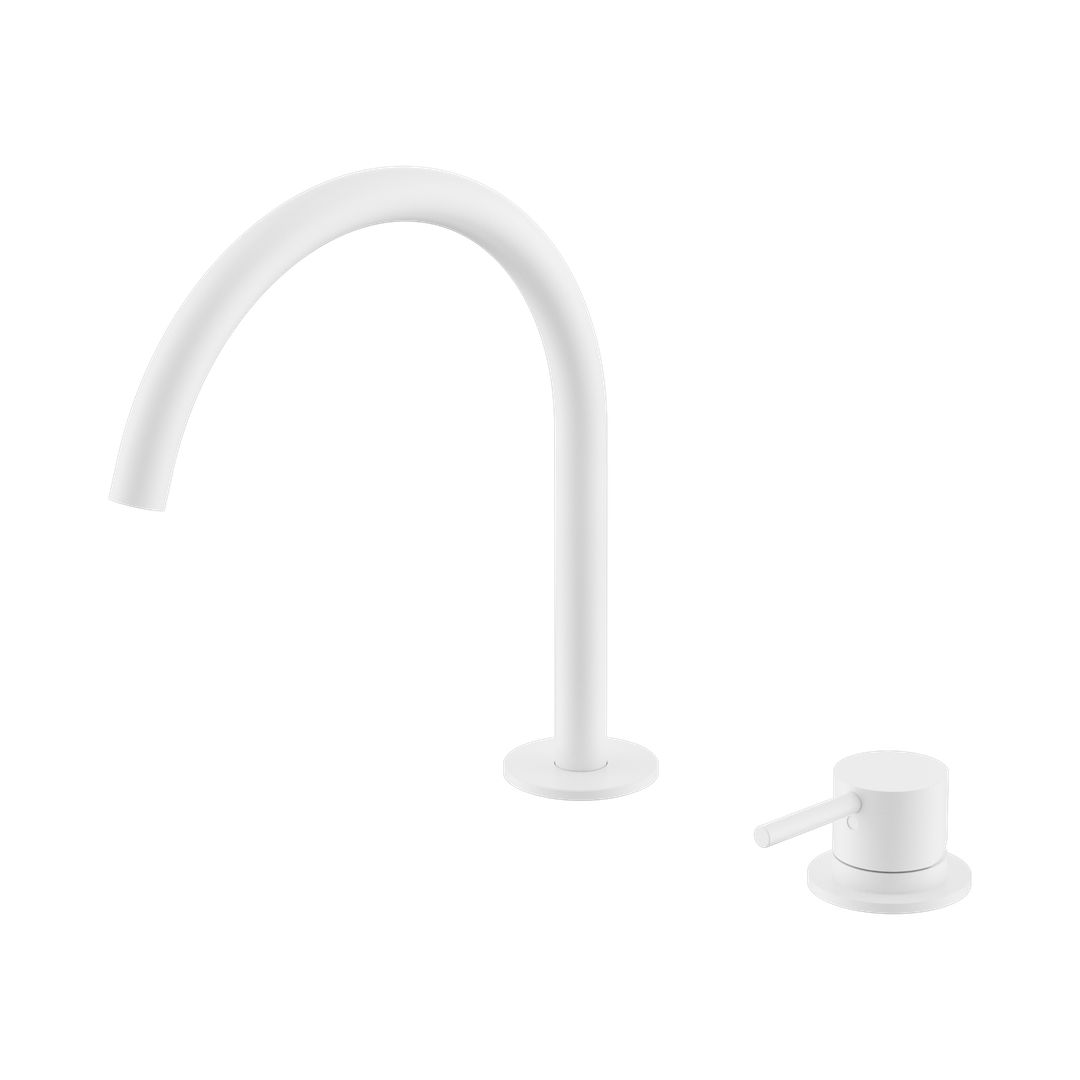 Nero Mecca Hob Bath/Kitchen Mixer Set Arc Spout - Matte White