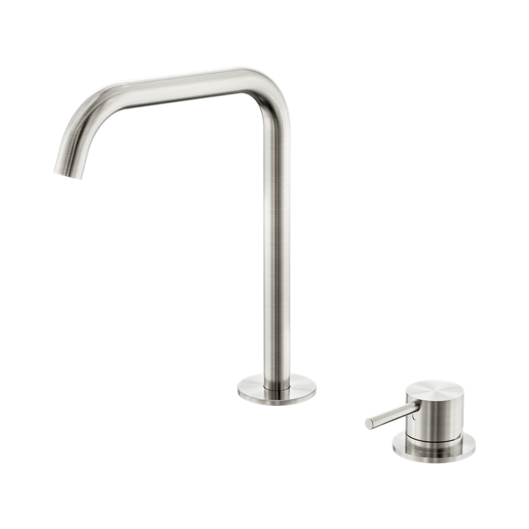 Nero Mecca Hob Bath/Kitchen Mixer Set Edge Spout - Brushed Nickel