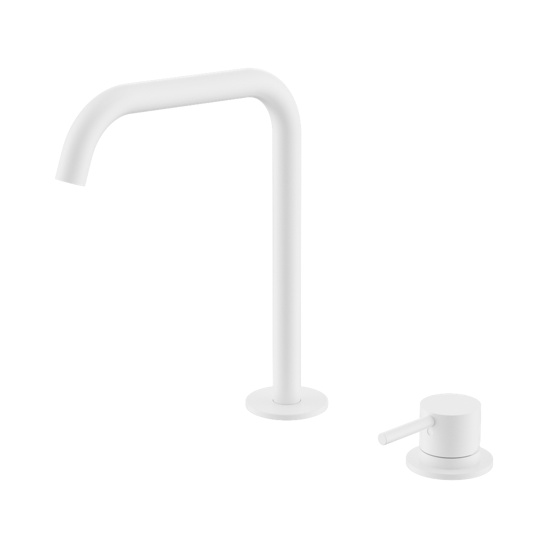 Nero Mecca Hob Bath/Kitchen Mixer Set Edge Spout - Matte White