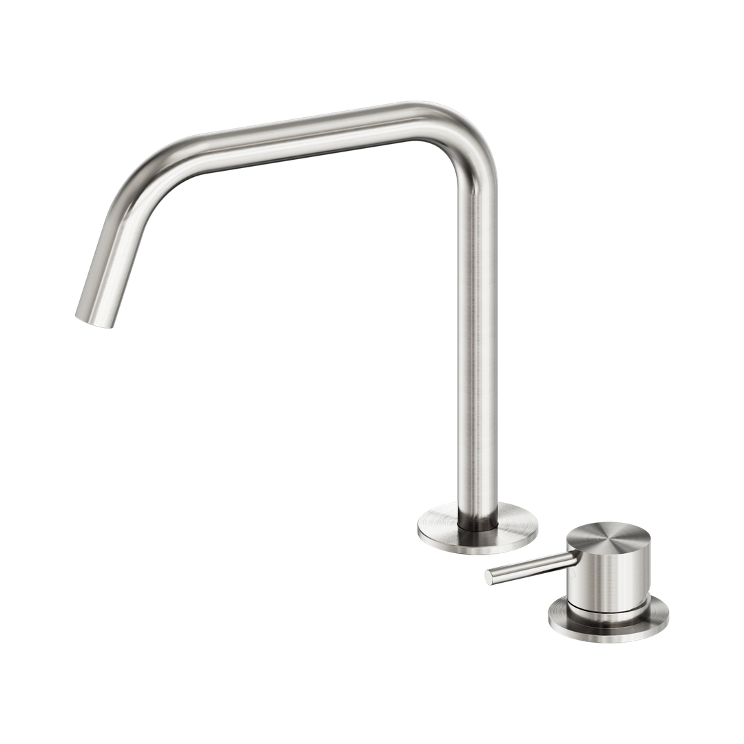 Nero Mecca Hob Bath/Kitchen Mixer Set Edge Spout II - Brushed Nickel