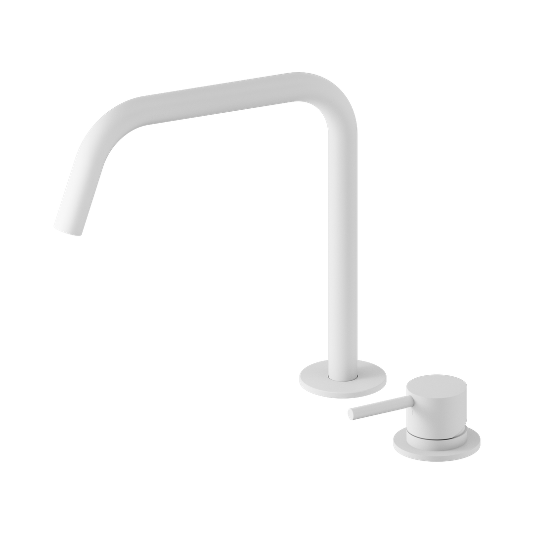 Nero Mecca Hob Bath/Kitchen Mixer Set Edge Spout II - Matte White