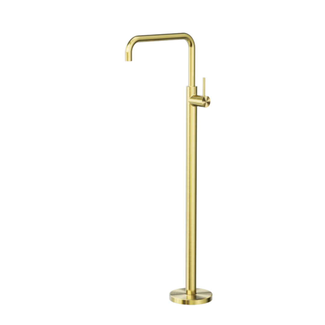 Nero Mecca Freestanding Bath Mixer Square Shape - Brushed Gold