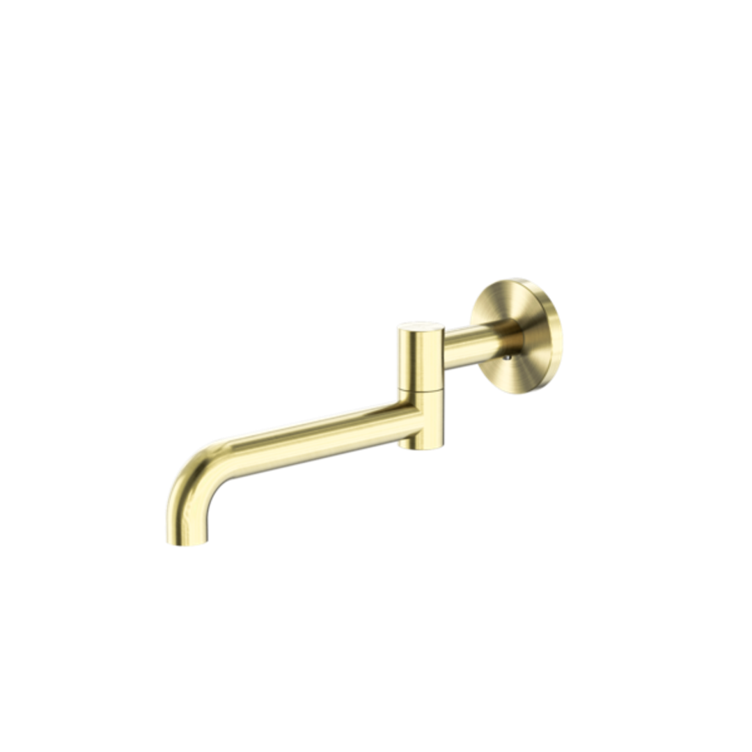 Nero Mecca Wall Mounted Swivel Basin/Bath Spout Only 225mm - Brushed Gold