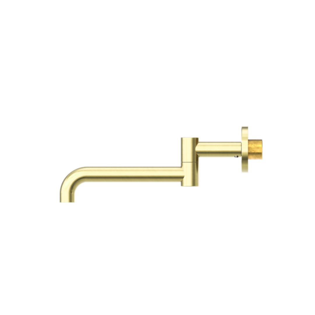 Nero Mecca Wall Mounted Swivel Basin/Bath Spout Only 225mm - Brushed Gold