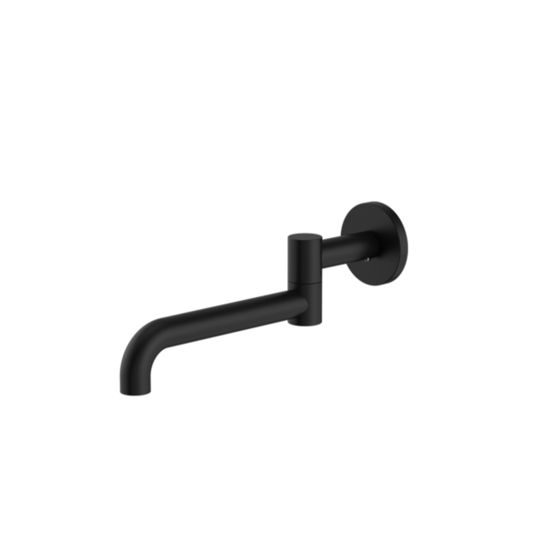 Nero Mecca Wall Mounted Swivel Basin/ Bath Spout Only 225mm - Matte Black Nr221903Gmb