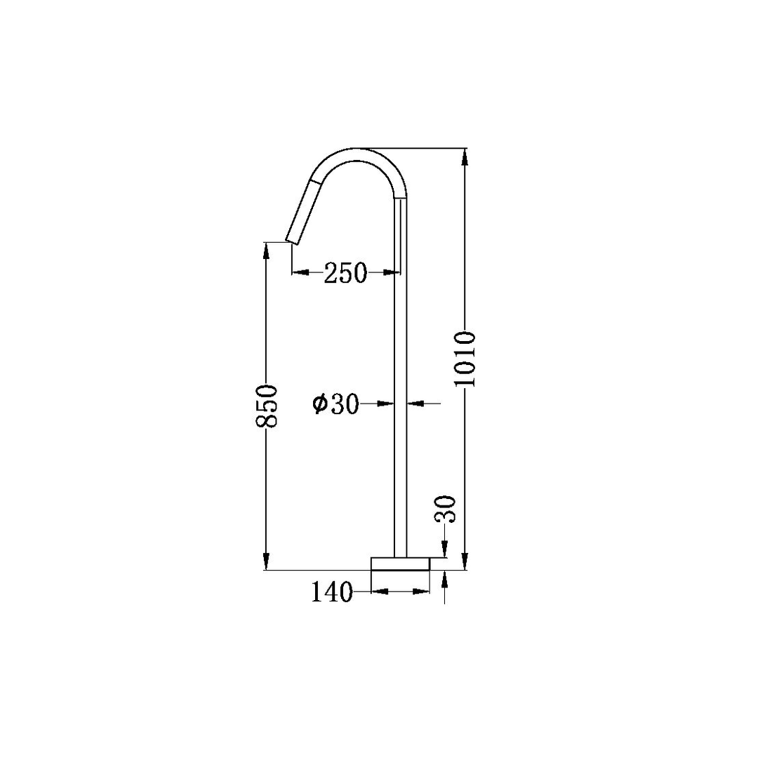 Nero Bianca Floor Standing Bath Spout - Chrome