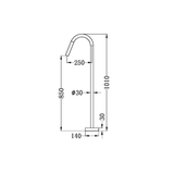 Nero Bianca Floor Standing Bath Spout - Chrome