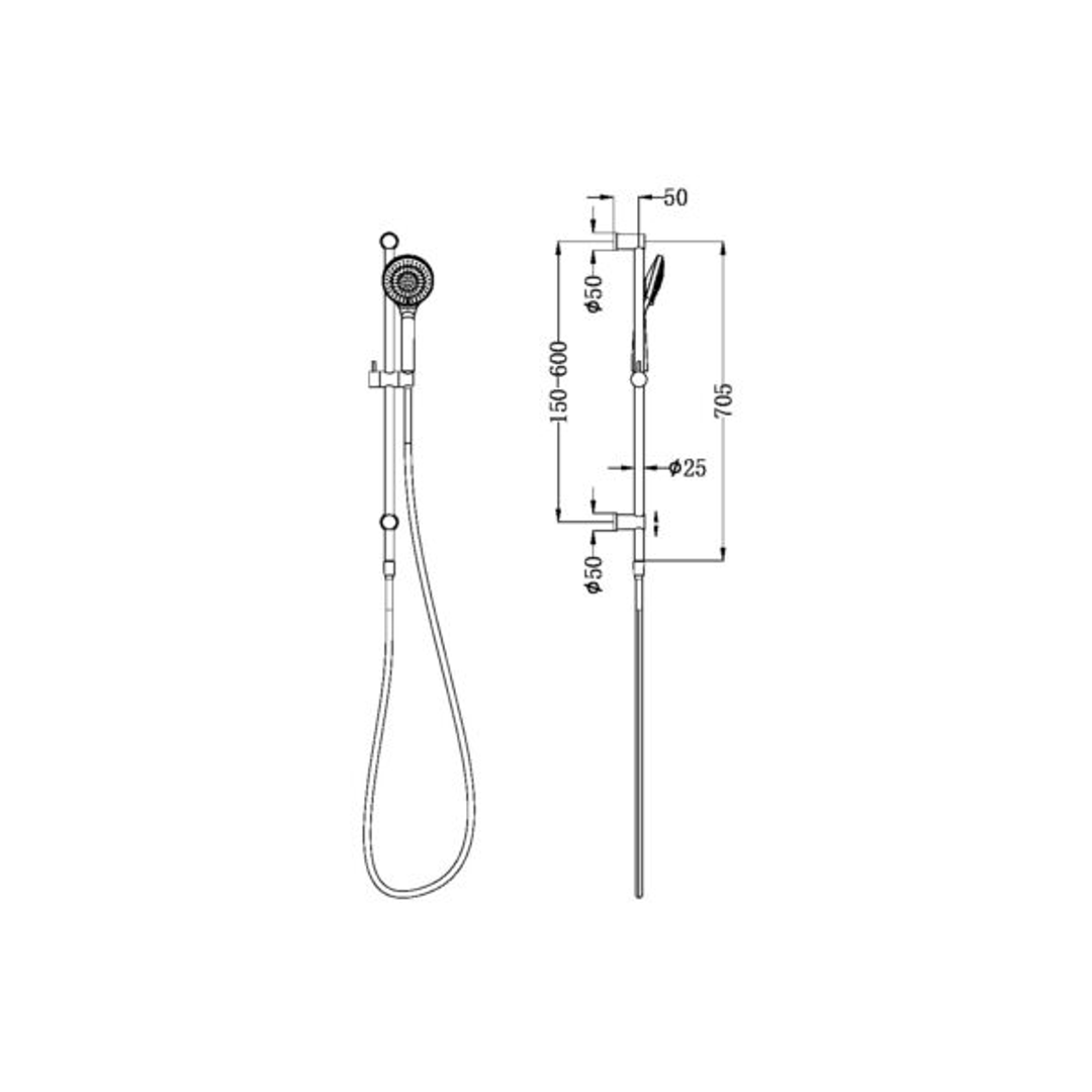 Mecca Nero Shower Rail With Air Shower - Chrome