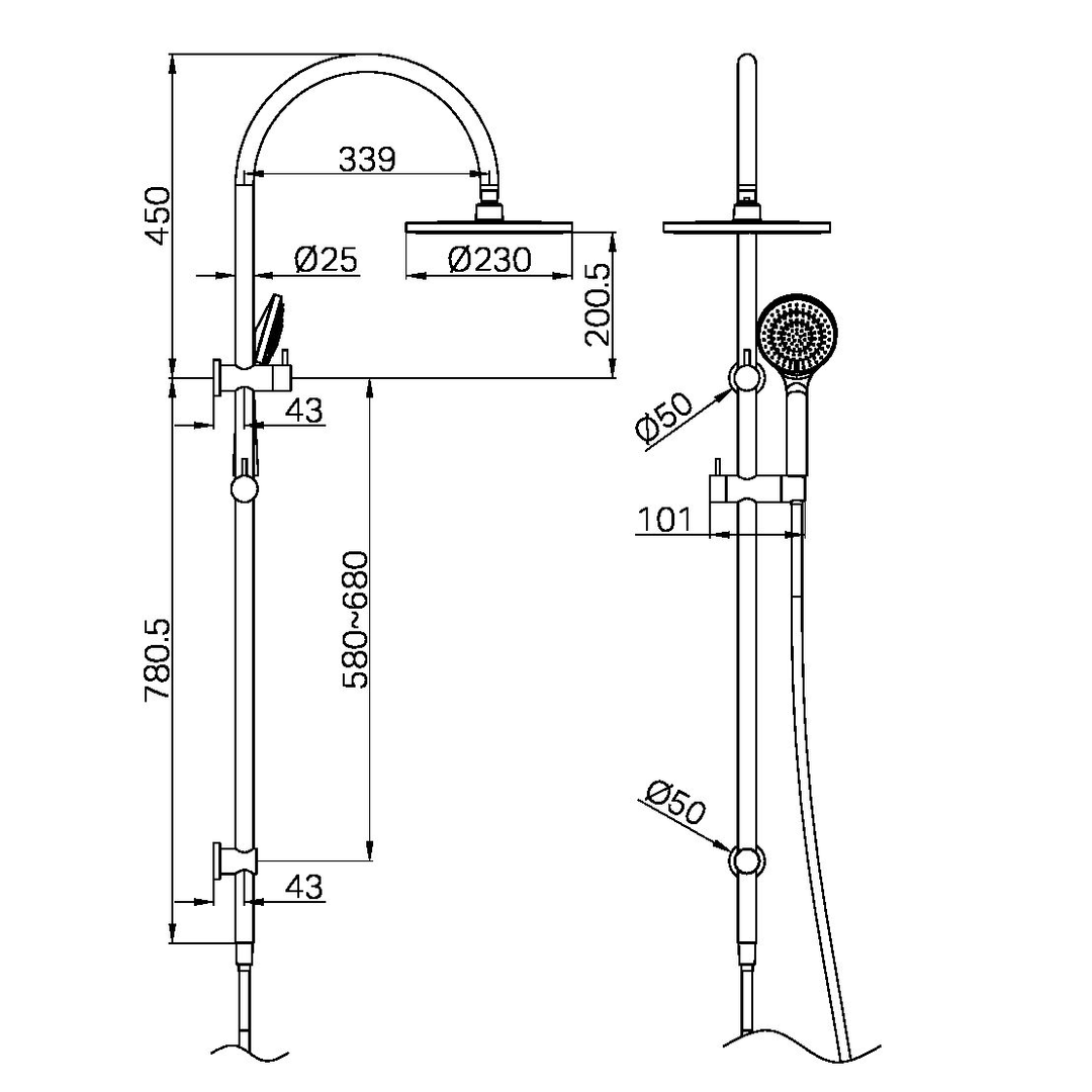 Mecca Twin Nero Shower With Air Nero Shower - Brushed Nickel