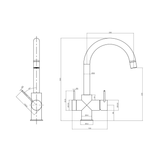 Mecca 3 Way Filtered Nero Mixer Tap - Brushed Gold