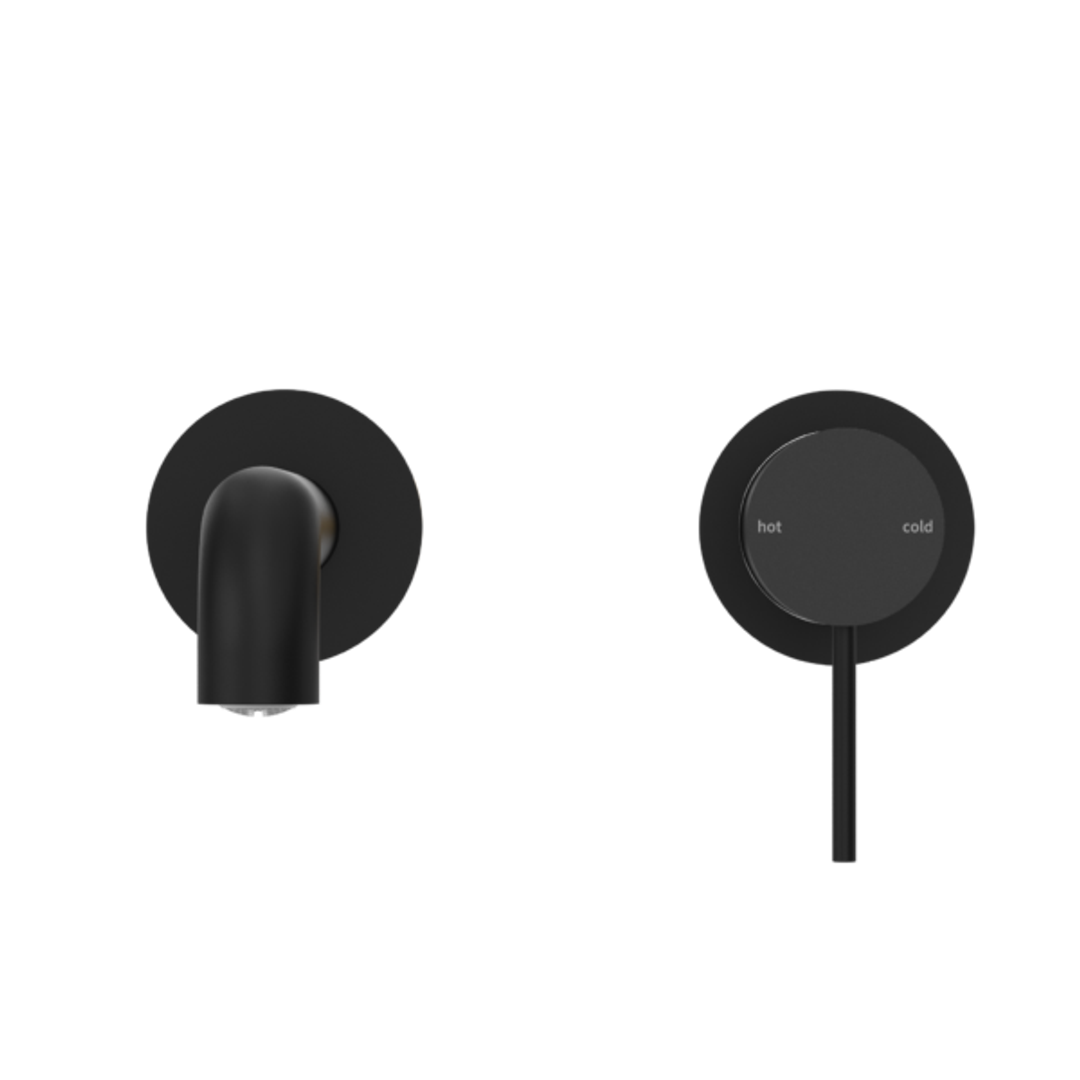 Mecca Wall Basin Nero Mixer Separate Back Plate 185mm Spout - Matt Black