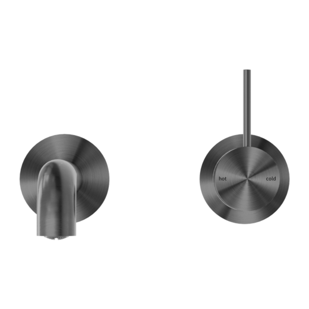 Mecca Wall Basin Nero Mixer Separate Back Plate Handle Up 185mm Spout - Gun Metal
