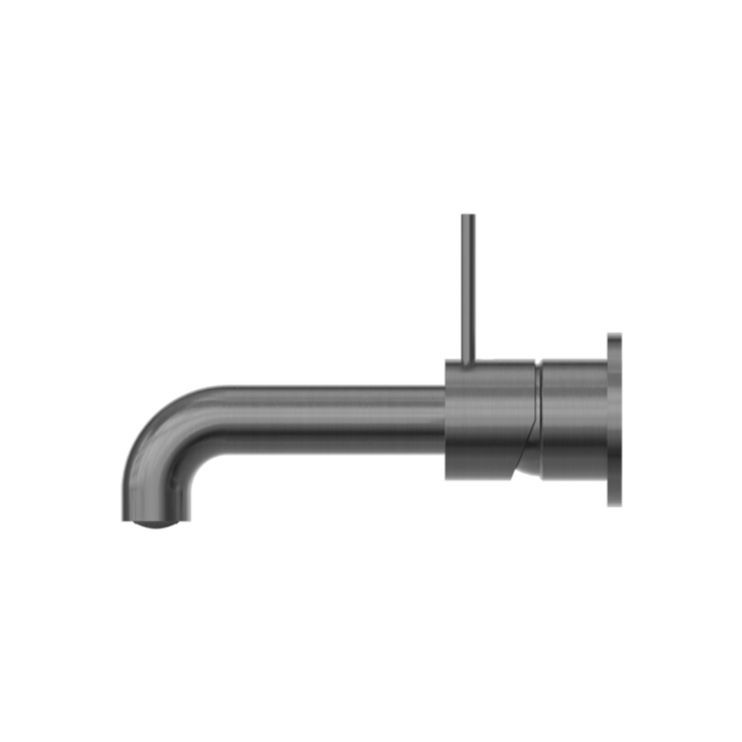 Mecca Wall Basin Nero Mixer Separate Back Plate Handle Up 185mm Spout - Gun Metal