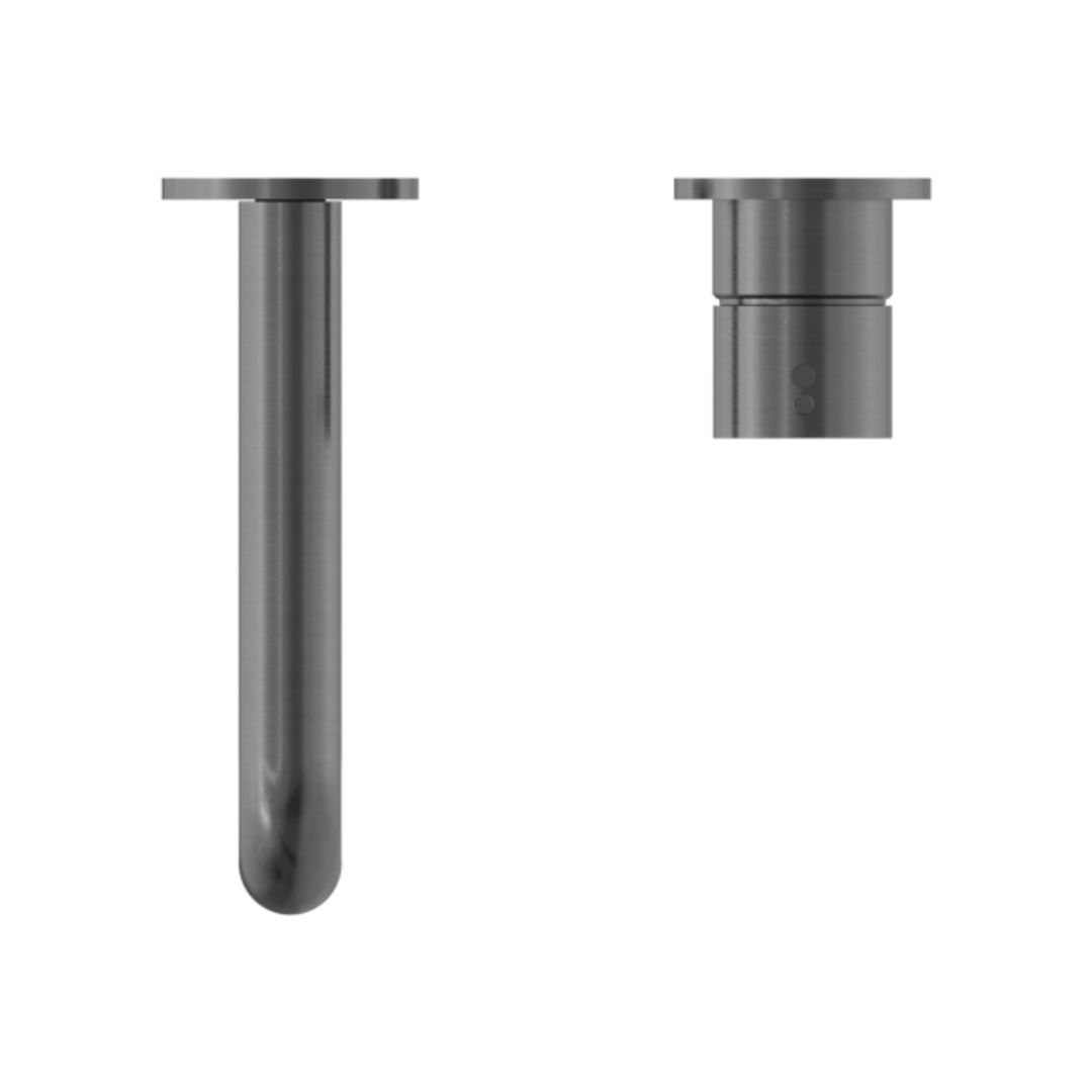 Mecca Wall Basin Nero Mixer Separate Back Plate Handle Up 185mm Spout - Gun Metal